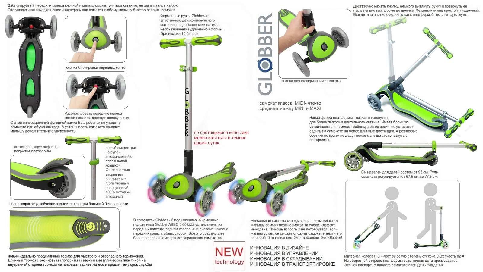 самокат Globber elite f my free FOLD UP light