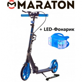 Самокат Maraton RIDER Led ліхтарик Ручне гальмо Синій - Фото № 1