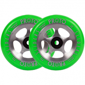 Колесо для трюкового самоката Proto Slider Starbright 110mm 2-pack Green On Raw - Фото № 1