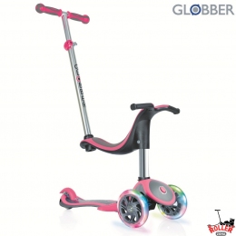 Самокат GLOBBER EVO 2С 4 in 1 рожевий з колесами що світяться