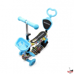 Самокат 5 в 1 Maraton FLY з колесами що світяться блакитний графіті